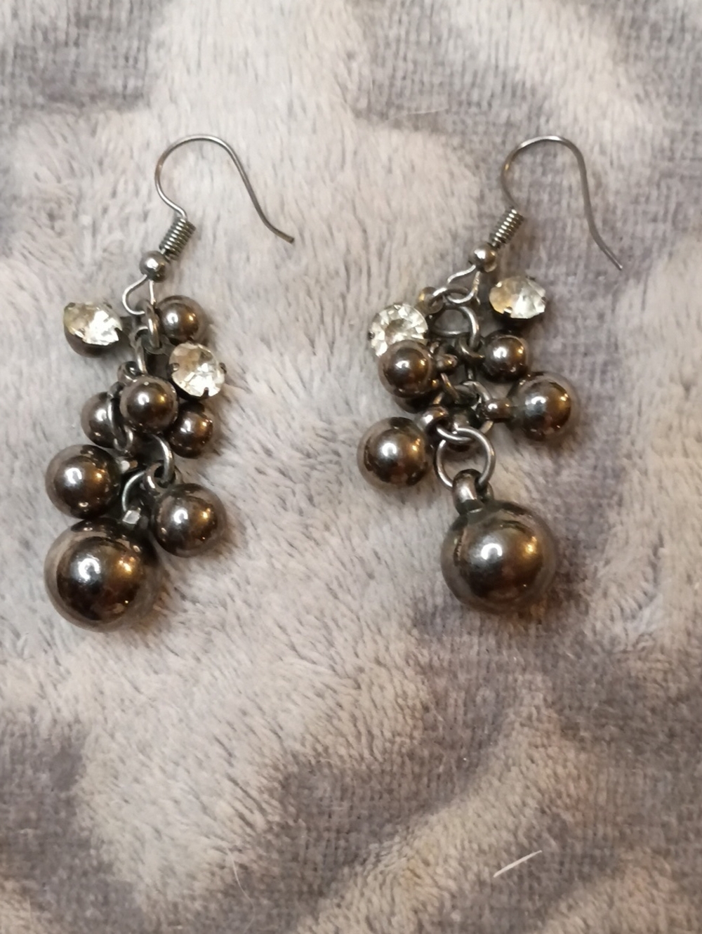 Source Unknown Metallic Dangle Cluster Earrings - Silver